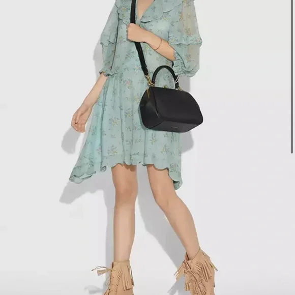 COACH 1941 Large Kisslock Frame black leather crossbody bag - Picture 3 of 16